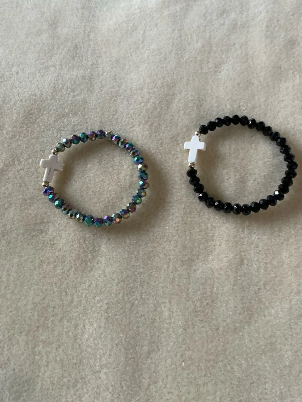 Stretch Bracelet Set with Cross Charm - set of 2